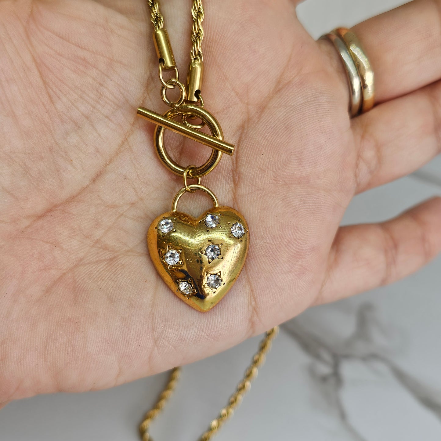 Collar corazón estrellado